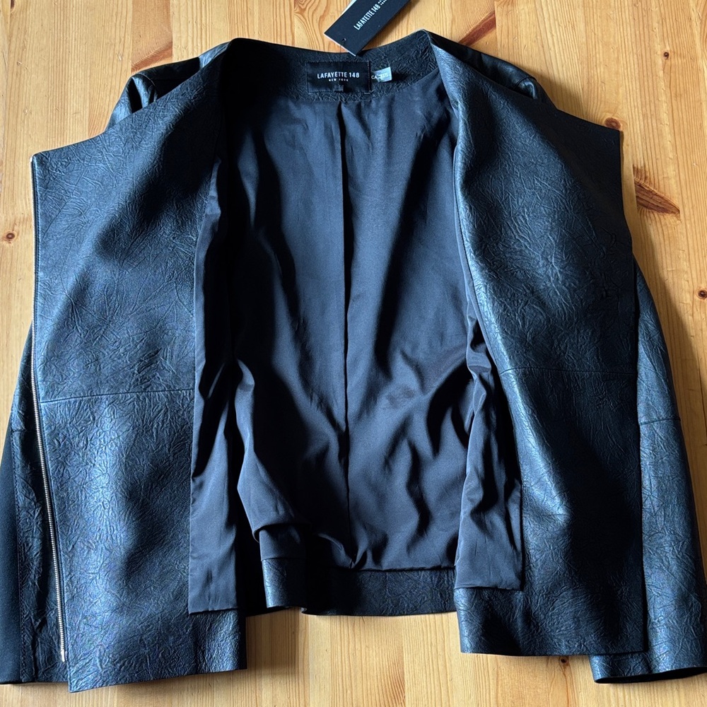 Lafayette 148 New York Black Leather Jacket - Picture 5 of 5